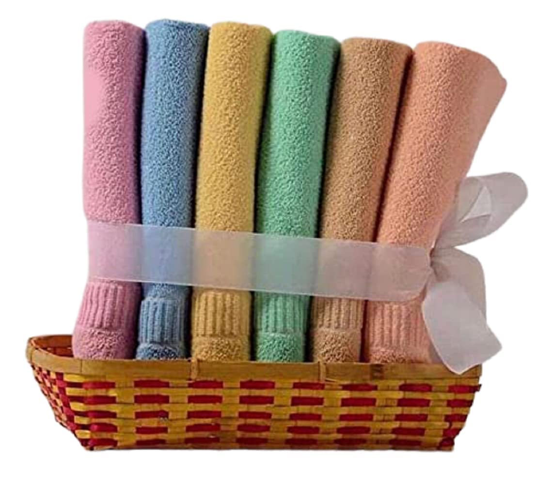 Cotton Hand Towel 450 GSM – Ultra Soft & Super Absorbent Multicolour Hand Towels (Pack of 6) - Image 3