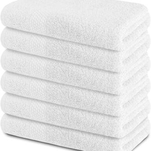 Cotton Hand Towels Set of 6 – Ultra Soft & Absorbent White Hand Towels for Bathroom, Kitchen, Gym & Spa