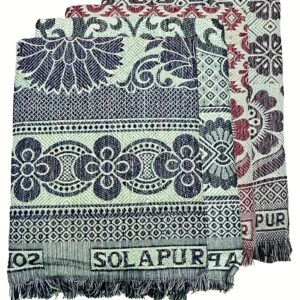 Cotton Single Size Solapur Chaddar Blanket Pack of 4 – Lightweight Multicolor Floral Design | TC 250