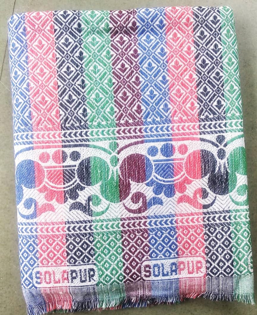 Cotton Solapur Chaddar / Blanket - Floral Design (Multi Mix) | TC 250 Single Size