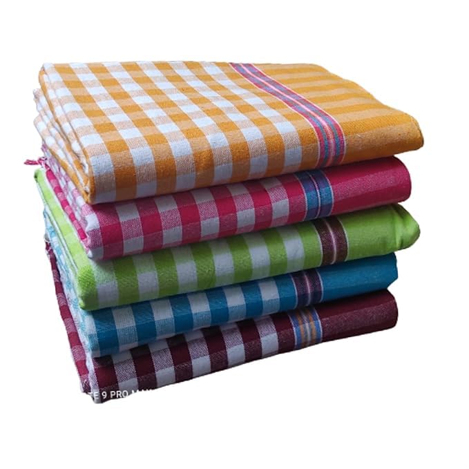 KNSS Handloom 100% Pure Cotton Towels XXXL Size Heavy Quality – Multi Color Pack of 5