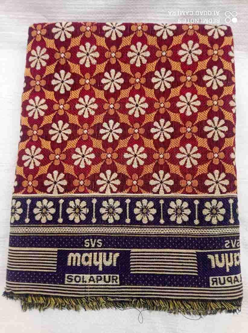 Mayur Solapur Cotton Blanket Chaddar Floral Top Sheet Bedsheet Pack of 1 | TC 250 Red Floral Design